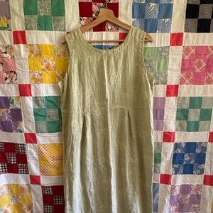Vintage Green Floral Linen Sundress